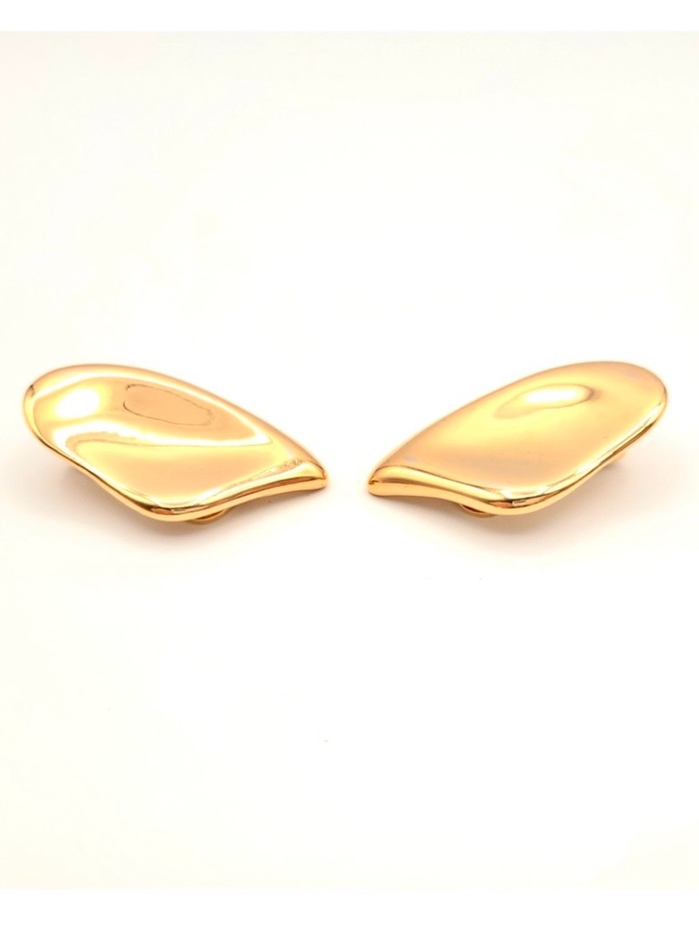 Vintage Vendome Gold Sculptural Clip-On Earrings Molten Statement